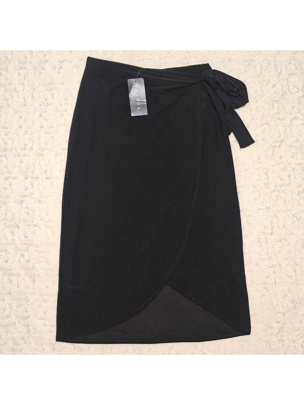 21 Saints Black Wrap Skirt with Side Tie L NWT
